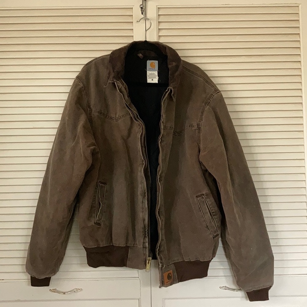 Men’s carhartt brown jacket with corduroy collar
